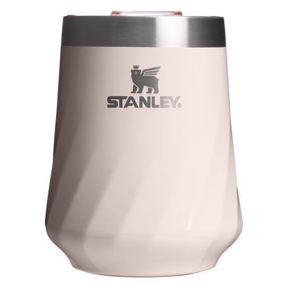 Vacuum Insulated Wine The Textured Reserve Wine Tumbler D141Z - Premium Insulated Egg-Shaped Wine Glass for Outdoors - Rose Quartz Gloss