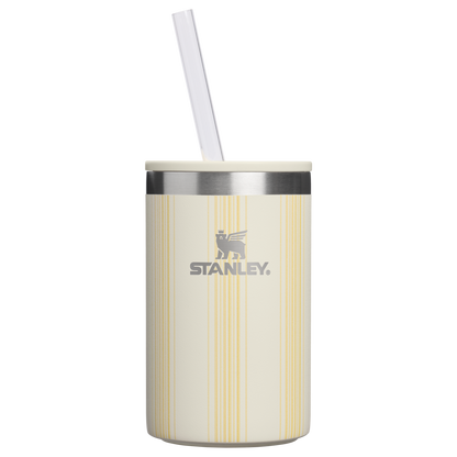 Ice-Retention The Everyday Can Cooler Cup D353P - Julienne Series Portable Picnic Chiller Tote - Cream Picnic Stripe