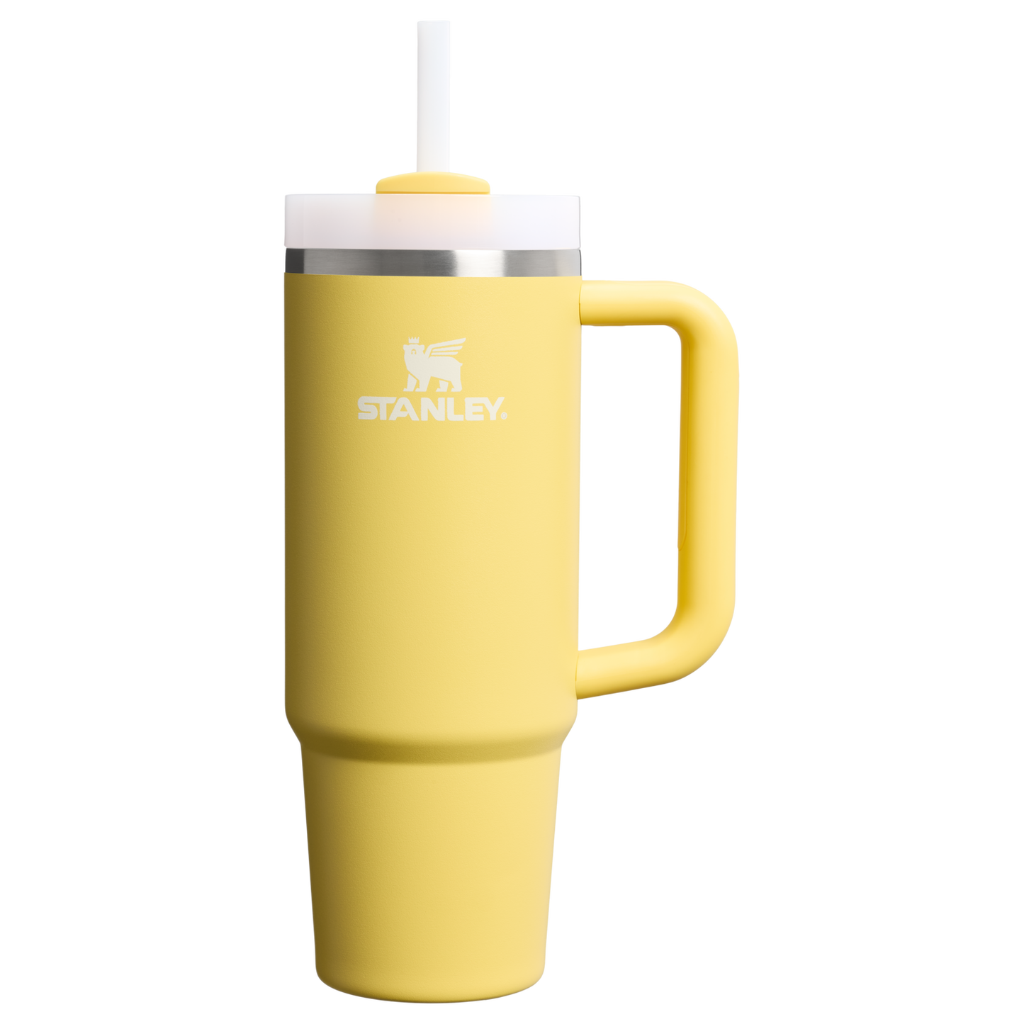 Splash-Resistant FlowState The Quencher H2.0 Flowstate Tumbler | Stanley Create D331C - Double-Wall Vacuum Insulated Travel Tumbler with Straw - Daffodil