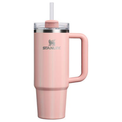 Insulated Travel The Quencher H2.0 Flowstate Tumbler D343V - Premium Stainless Steel Straw Cup for All-Day Hydration - Peach Rose Picnic Stripe