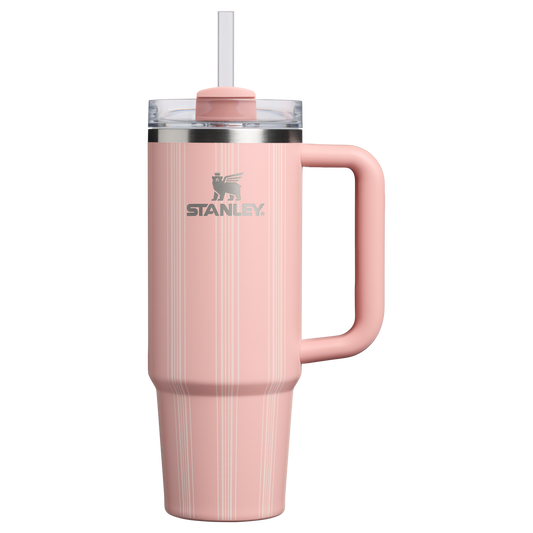 Insulated Travel The Quencher H2.0 Flowstate Tumbler D343V - Premium Stainless Steel Straw Cup for All-Day Hydration - Peach Rose Picnic Stripe