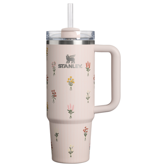 Splash-Resistant FlowState The Quencher H2.0 Flowstate Tumbler D363L - FlowState 3-Position Lid Insulated Travel Mug - Rose Quartz Bouquets