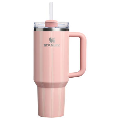 Splash-Resistant FlowState The Quencher H2.0 Flowstate Tumbler D342C - FlowState 3-Position Lid Insulated Travel Mug - Peach Rose Picnic Stripe