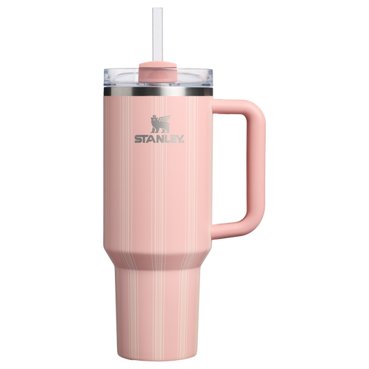 Splash-Resistant FlowState The Quencher H2.0 Flowstate Tumbler D342C - FlowState 3-Position Lid Insulated Travel Mug - Peach Rose Picnic Stripe
