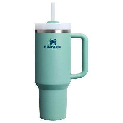 Splash-Resistant FlowState The Quencher H2.0 Flowstate Tumbler  | Stanley Create D332L - Double-Wall Vacuum Insulated Travel Tumbler with Straw - Spring Green