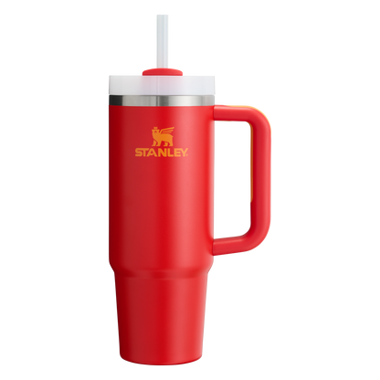 Splash-Resistant FlowState The Quencher H2.0 Flowstate Tumbler | Stanley Create D331C - Double-Wall Vacuum Insulated Travel Tumbler with Straw Detail