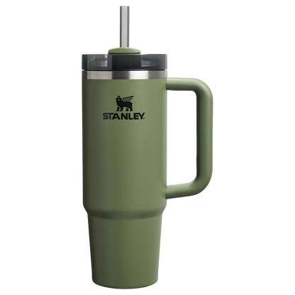Splash-Resistant FlowState The Quencher H2.0 Flowstate Tumbler | Stanley Create D331C - Double-Wall Vacuum Insulated Travel Tumbler with Straw - Dried Pine