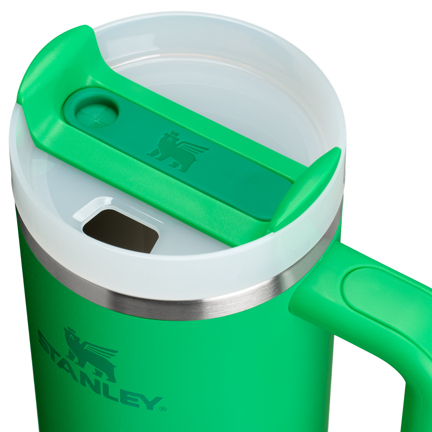 Splash-Resistant FlowState The Quencher H2.0 Flowstate Tumbler | Stanley Create D331C - Double-Wall Vacuum Insulated Travel Tumbler with Straw Detail
