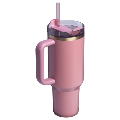 Splash-Resistant FlowState The Quencher H2.0 Flowstate Tumbler  | Stanley Create D332L - Double-Wall Vacuum Insulated Travel Tumbler with Straw Detail