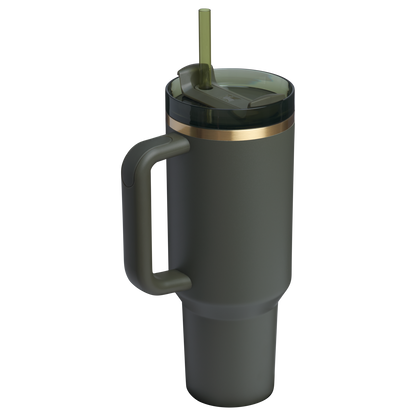Splash-Resistant FlowState The Quencher H2.0 Flowstate Tumbler  | Stanley Create D332L - Double-Wall Vacuum Insulated Travel Tumbler with Straw Detail