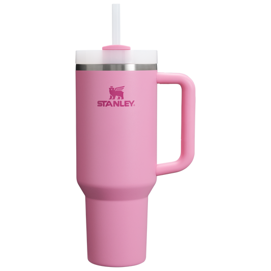 Splash-Resistant FlowState The Quencher H2.0 Flowstate Tumbler  | Stanley Create D332L - Double-Wall Vacuum Insulated Travel Tumbler with Straw - Peony