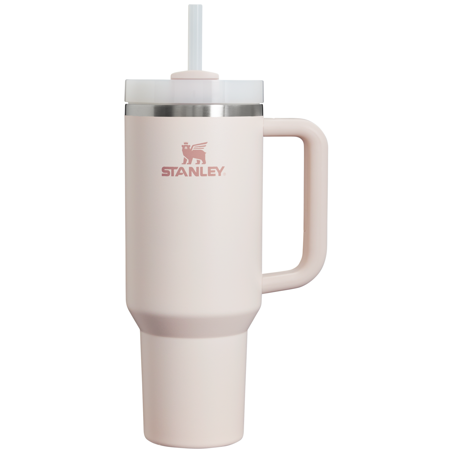 Splash-Resistant FlowState The Quencher H2.0 Flowstate Tumbler  | Stanley Create D332L - Double-Wall Vacuum Insulated Travel Tumbler with Straw - Rose Quartz 2.0