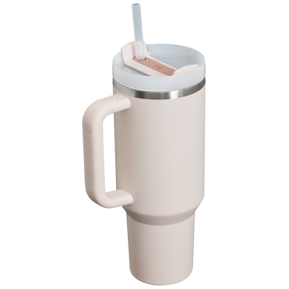 Splash-Resistant FlowState The Quencher H2.0 Flowstate Tumbler  | Stanley Create D332L - Double-Wall Vacuum Insulated Travel Tumbler with Straw Detail