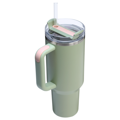 Splash-Resistant FlowState The Quencher H2.0 Flowstate Tumbler  | Stanley Create D332L - Double-Wall Vacuum Insulated Travel Tumbler with Straw Detail