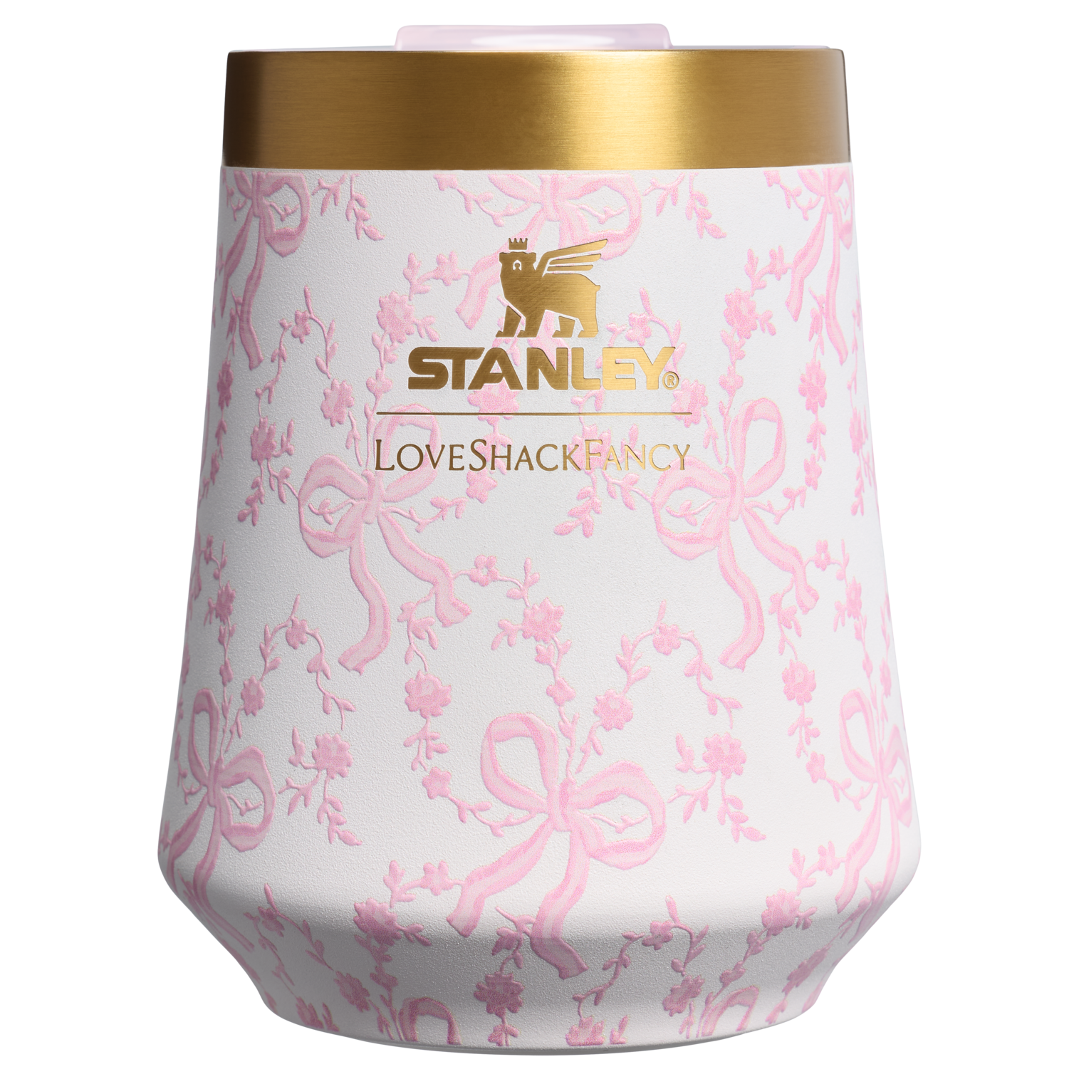 Flavor-Preserving Stanley 1913 x LoveShackFancy Holiday Reserve Wine Tumbler D204X - Premium Insulated Egg-Shaped Wine Glass for Outdoors - Coquette Bow Chantilly