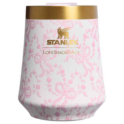 Flavor-Preserving Stanley 1913 x LoveShackFancy Holiday Reserve Wine Tumbler D367F - Elegant Stemless Vacuum Insulated Wine Tumbler - Coquette Bow Chantilly