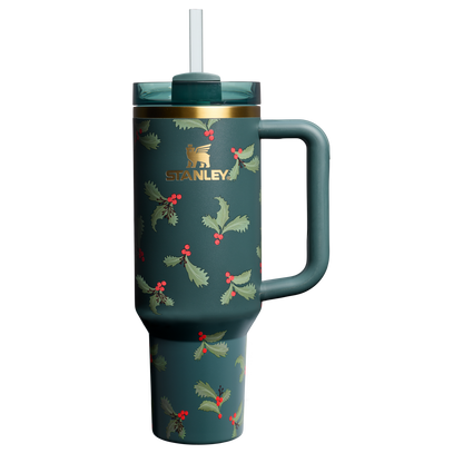 Splash-Resistant FlowState The Cheers & Cheer Quencher H2.0 Flowstate Tumbler D188Q - FlowState 3-Position Lid Insulated Travel Mug - Holiday Botanical