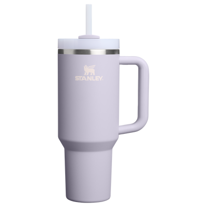 Splash-Resistant FlowState The Quencher H2.0 Flowstate Tumbler  | Stanley Create D332L - Double-Wall Vacuum Insulated Travel Tumbler with Straw - Purple Dust