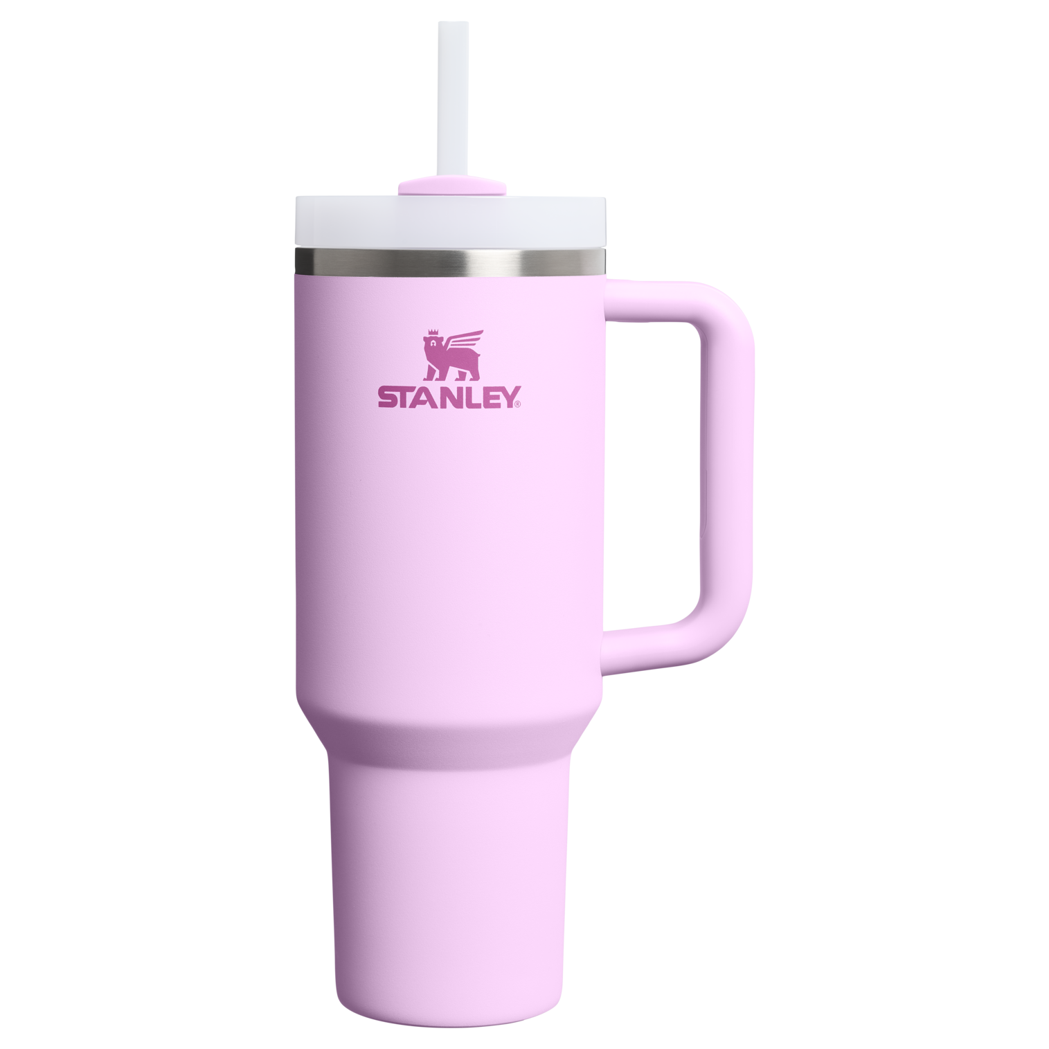 Splash-Resistant FlowState The Quencher H2.0 Flowstate Tumbler  | Stanley Create D332L - Double-Wall Vacuum Insulated Travel Tumbler with Straw - Soft Orchid