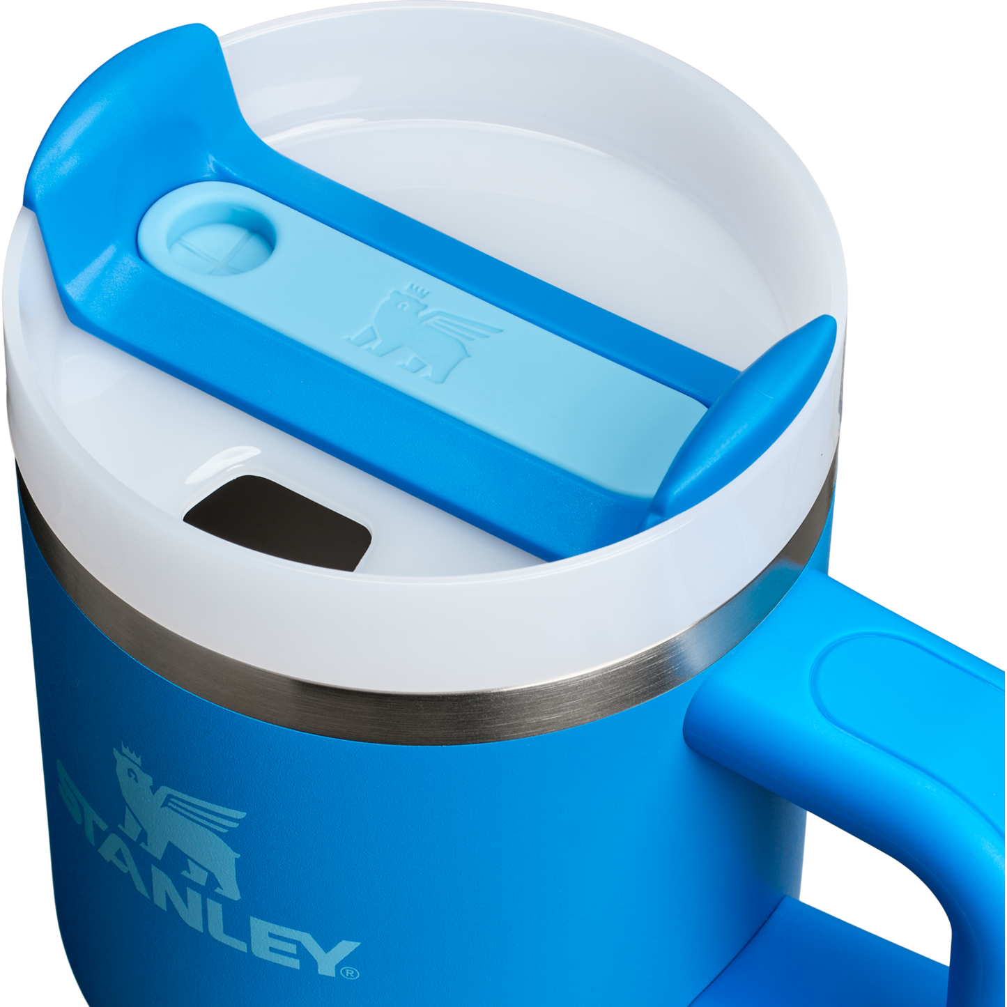 Large Capacity The Quencher H2.O Flowstate Tumbler with Handle | Stanley Create D309N - Double-Wall Vacuum Insulated Travel Tumbler with Straw Detail