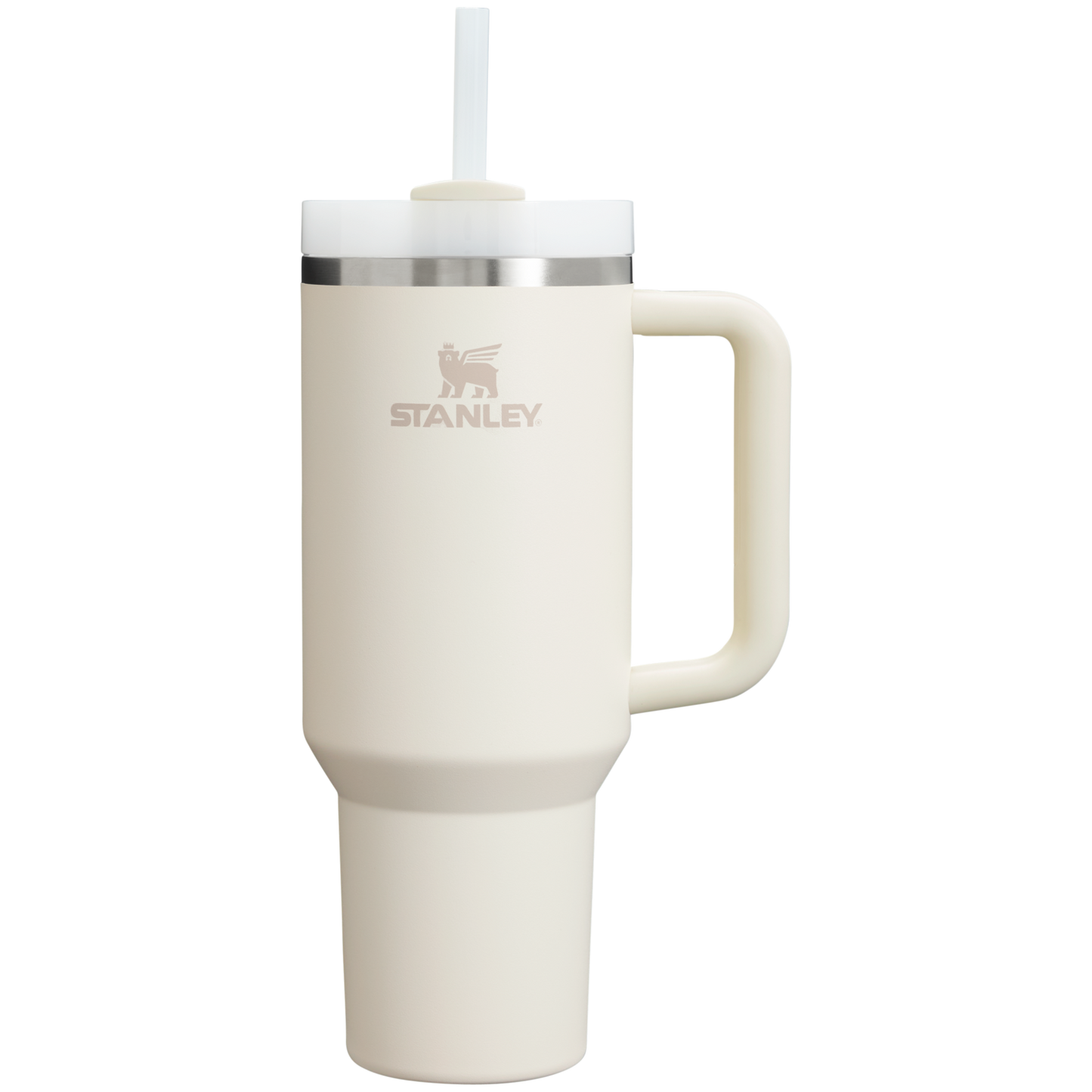 Splash-Resistant FlowState The Quencher H2.0 Flowstate Tumbler  | Stanley Create D332L - Double-Wall Vacuum Insulated Travel Tumbler with Straw - Cream 2.0