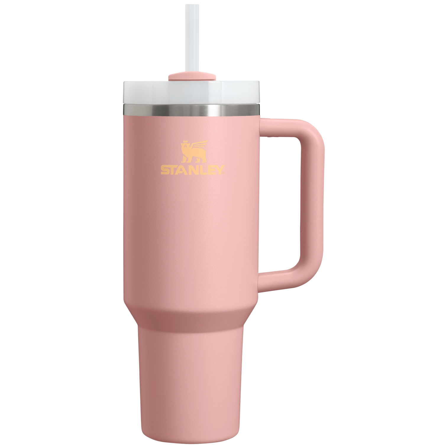 Splash-Resistant FlowState The Quencher H2.0 Flowstate Tumbler  | Stanley Create D332L - Double-Wall Vacuum Insulated Travel Tumbler with Straw - Peach Rose