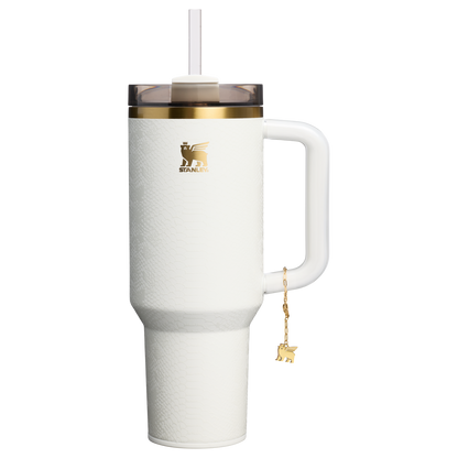 Car-Cup Friendly The Quencher Luxe H2.0 Flowstate Tumbler D170A - Double-Wall Vacuum Insulated Travel Tumbler with Straw - Pale Stone Snakeskin