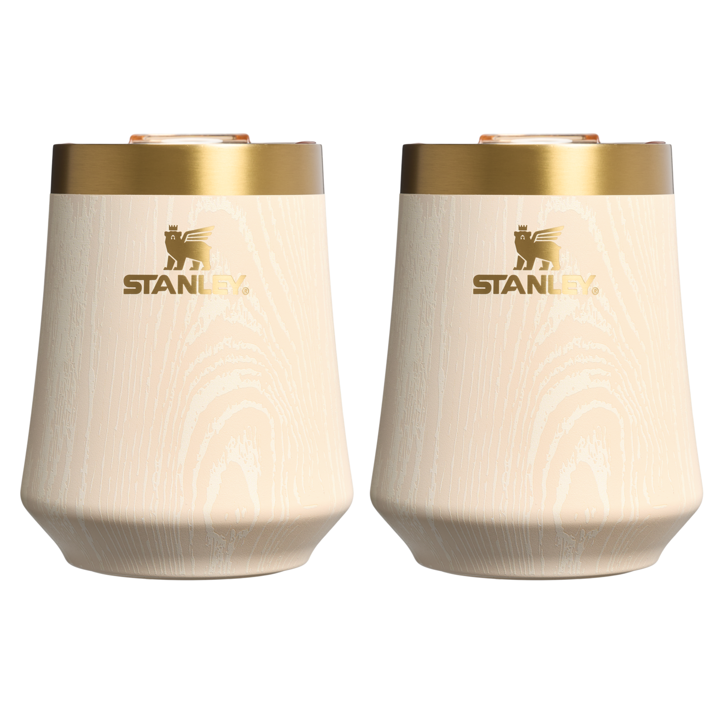 Premium Matte The Cheers & Cheer Reserve Wine Tumbler | 2-pack D190T - Elegant Stemless Vacuum Insulated Wine Tumbler - Birch Woodgrain