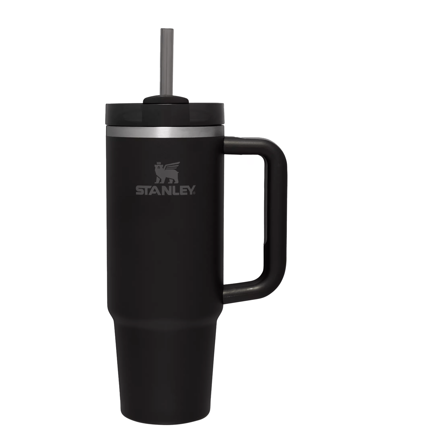 Splash-Resistant FlowState The Quencher H2.0 Flowstate Tumbler  | Stanley Create D332L - Double-Wall Vacuum Insulated Travel Tumbler with Straw - Black